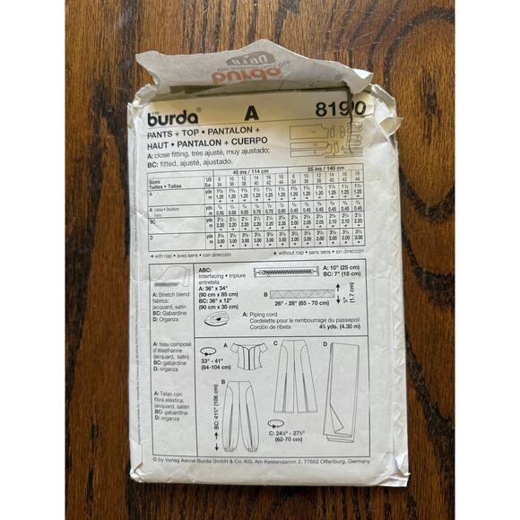 Vintage Burda 8190 Harem Pants Opt. Evening Special Occasion or Casual Day Beach - Picture 5 of 8